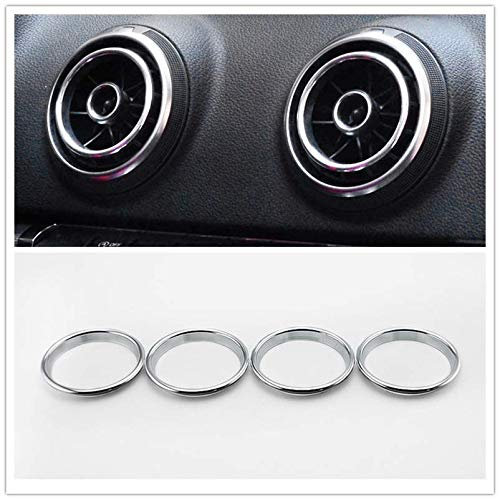 Lega di alluminio Aria Condizionata Presa D'aria Uscita Anello Copertura Trim Decorazione Adesivo per AUDI A3 S3 2013~2020 / Q2 2017+ (Silver)