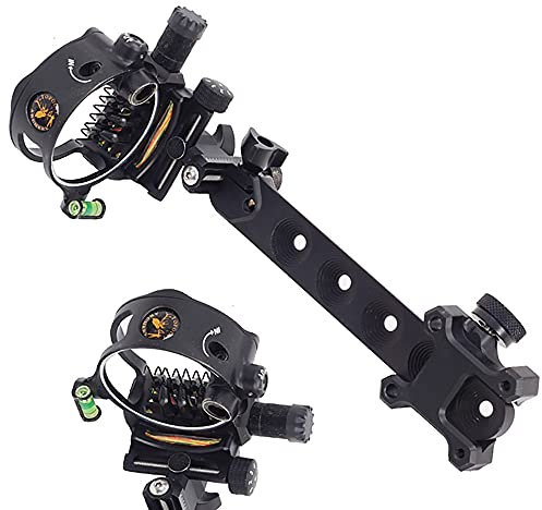 ZSHJG Bogenschießen Mikroeinstellung Bogen Visier Aluminiumlegierung Jagdvisier 5 Pin/7 Pin .019 '' Compoundbogen Sight für Bogensport Zubehör (Schwarz/Langstange, 5 Pin)