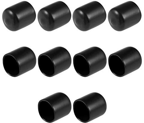 sourcing map 10pcs Rubber End Caps 16mm ID Vinyl Round End Cap Cover Screw Thread Protectors Black