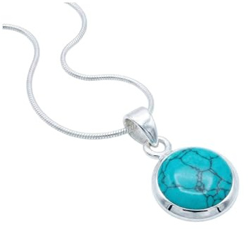 mantraroma echt Silberkette mit Türkis Edelstein Damen Kettenanhänger 925 Sterlingsilber Halskette Geschenk
