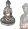 LED Solarlampe Buddha mit Schale - Garten Solarleuchte für Außen - Figur Garten Deko Außenlampe (IP44, LED, Größe ca.: Durchmesser 20 cm x Höhe 29,8 cm)