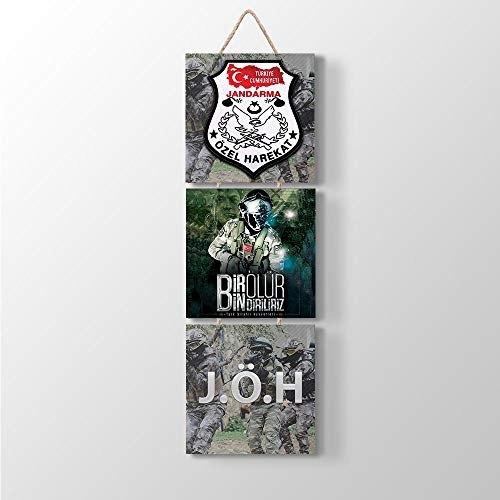 ÜLKÜCÜ Market Bilder Wandbild 3-teilig 20x66 Kunstdruck Wolf Bozkurt Türk Atatürk Osmanli Türkiye