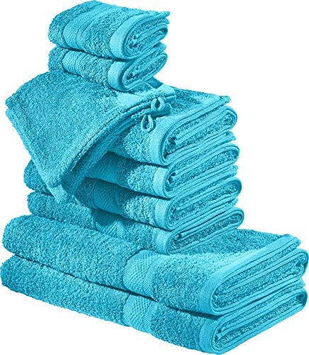 REDBEST Frottier-Set 10-TLG. Chicago türkis Größe - Handtuch, Duschtuch, Gästetuch, Waschhandschuh - saugstark, strapazierfähig, ideal für Reisen, Sport