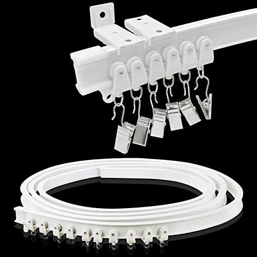 3M Deckenvorhangschiene, gebogene Vorhangschiene, Deckenhalterung, flexible Deckenschiene mit Vorhangschienensystem, Deckenschiene aus legiertem Kunststoff, Raumteiler für Wohnmobilvorhänge