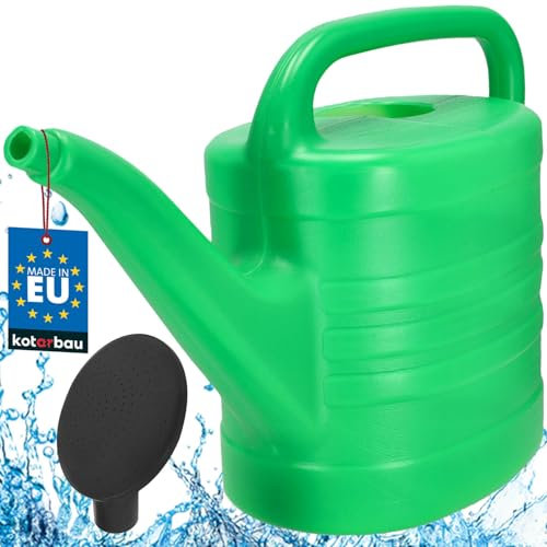 KOTARBAU® Regadera de plástico Resistente 15 l, Regadera Ovalada con Cabezal Efecto Lluvia, Accesorio de jardinería para regar Flores, Plantas, Regadera con alcachofa extraíble, Mango ergonómico