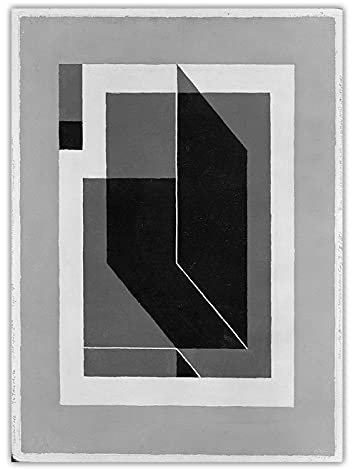 Jianghu Art Josef Albers《Bent Dark Grey》Leinwandmalerei Abstraktes Kunstwerk Malerei Dekoratives Bild Wanddekor Dekoration 40x60cm Kein Rahmen