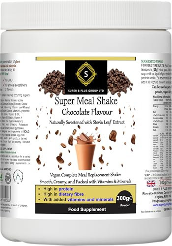 Super Meal Shake - Vegan Chocolate Protein - Meal Replacement - 300g Powder for Weight Loss & Digestion & Energy