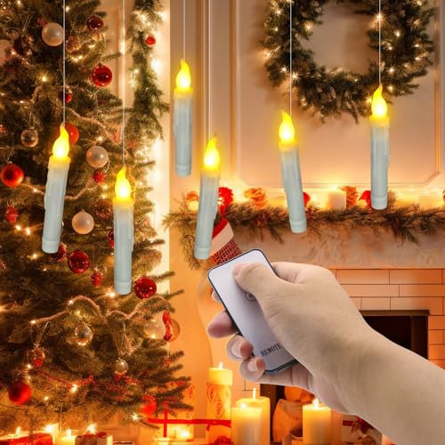 Ymenow LED Stabkerzen mit Fernbedienung, 6 Stück Elektrische Harry Potter Schwimmkerzen LED Kerzen Flackernde Flamme für Wohnzimmer Schlafzimmer Halloween Weihnachten Saisonale Party Fenster Deko