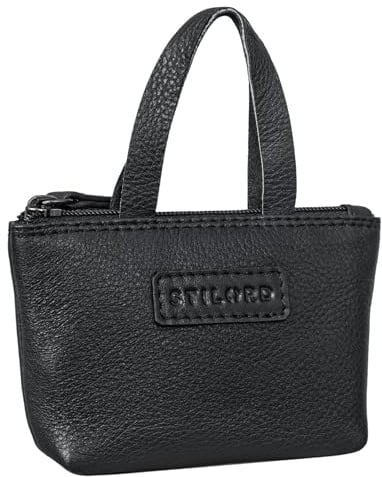 STILORD Laura Mini Schlüsseletui Damen Leder Schlüssel-Tasche Extra Kleine Münzbörse Kleingeld Geldbörse Leder RFID Schutz und Lieferung in Geschenkbox Farbe:schwarz