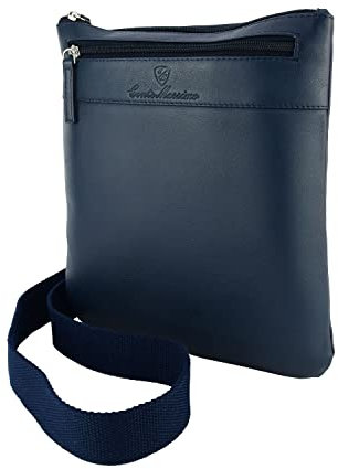 Conte Massimo Herren Leder-Umhängetasche mit Verstellbarem Schultergurt, Mehrere Taschen, Echtleder