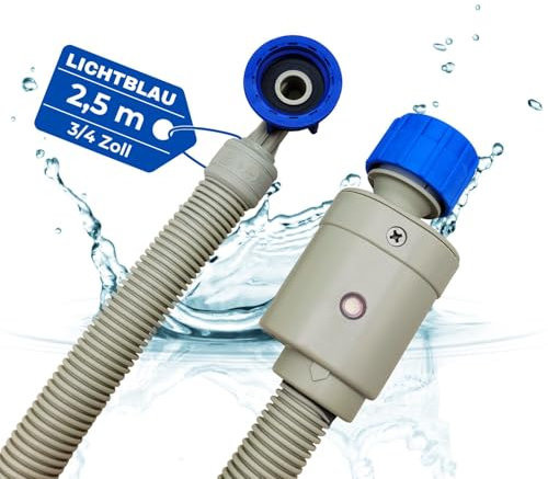 LICHTBLAU Aquastop Sicherheits-Zulaufschlauch I 2,5 m I mit 3/4 Zoll mit Metallgewinde für Wasch- und Spülmaschinen 2990 Aquastop-Sicherheitsventil VDE-Zertifizierung