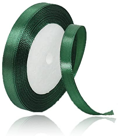 Geschenkband Dunkelgrün 10mm Breit, 23 Meters Satinband Weihnachtsgrün Geschenkbänder Stoff Schleifenband Dekoband zum Geschenkverpackung, Bastelarbeiten, Geburtstag und Hochzeitsdekoration