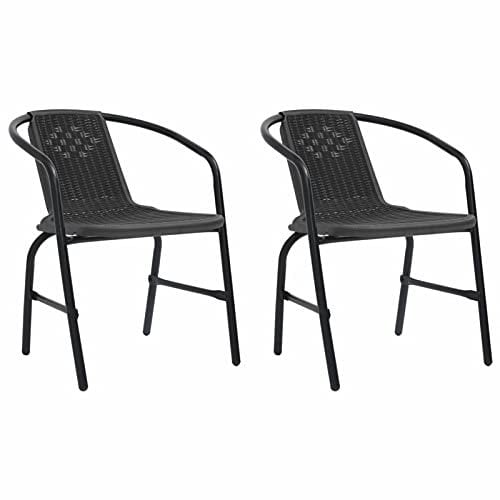 Tidyard 2 STK. Gartenstühle Essstuhl Gartensessel Terrassenstuhl Gartenmöbel Stühle Rattan-Optik Kunststoff und Stahl 110 kg