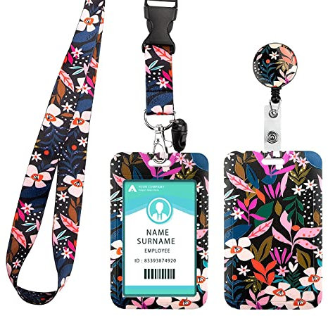 IOPJLK Porte Badge, Porte Badge Tour de Cou, Porte Badge avec Lanière Rétractable et Porte-Cartes d'Identité, pour Bureau, Les Clés, Telephone Portable,Protéger Carte Bancaire, Carte Bus, Rouge