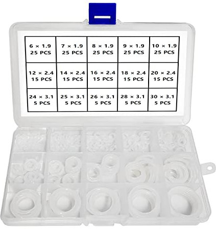 YIXISI 225 Pezzi 15 Misure Bianco O-ring Assortimento Kit, O-ring Silicone Guarnizioni di Tenuta, per Aria Condizionata, Automobile, Impianti Idraulici
