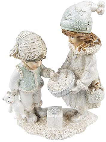 Clayre & Eef Figur Kinder 19 cm Beige Polyresin Weihnachtsdekoration