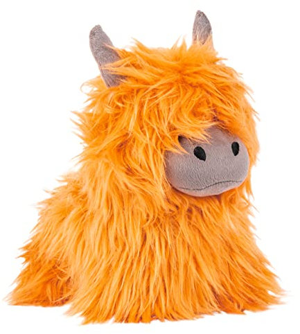 Paoletti Highland Cow Shaggy Door Stop – Faux Fur Weighted Animal Design Velvet Details for Interior Décor and Function (Orange – One Size)