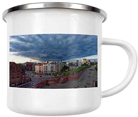 artboxONE Emaille Tasse Hamburger Fischmarkt von Dienstleistungsdrohne.de - Emaille Becher Städte