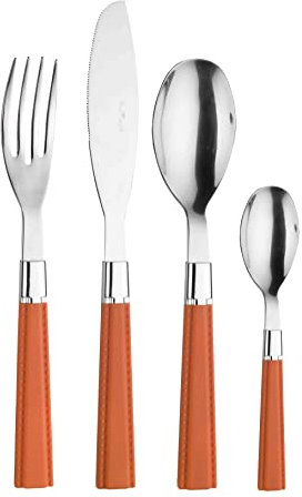 Pintinox Lot de 24 couverts en velours couleur orange, boîte cadeau