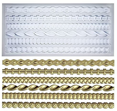 Silikonform für Lehm Ton Gips Fondant Form Besatz Muster Rand Strick