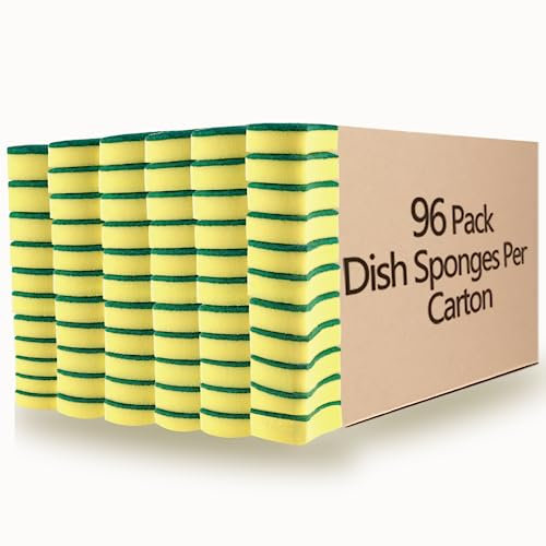 WUHUIXOZ Estropajo para Fregar sin rayar Delicado. 96 esponjas por Paquete - Seguro para Cristal y Utensilios de Cocina antiadherentes……