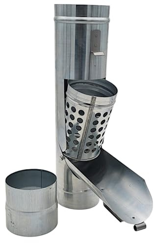 zbs24 Zink Regenwassersammler mit Laubkorb 87mm - Regenrohrklappe mit entnehmbaren Laubkorb, zum effizienten auffangen von Regenwasser, mit Muffe für einfache Verbindung mit dem Fallrohr
