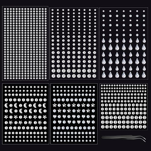 Strass Autocollant Visage, 1119 Pièces Strass Visage Festival Gemmes Diamant Strass Transparent Paillettes Visage pour Festival Maquillage Décoration Bijoux Ongles Yeux Corps
