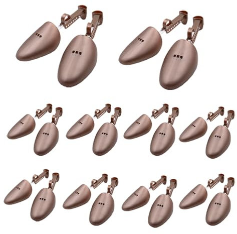 EchoDone 10 Pairs Plastic Shoe Tree Stretcher Shaper for Men, Brown, L
