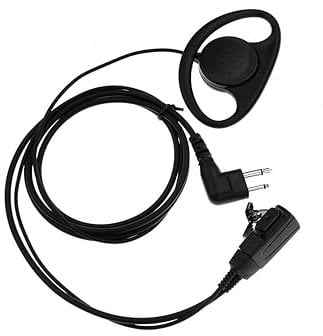 D Shape Earpiece for 2 Pin Motorola Walkie Talkie 2 Way Radio - Crystal Clear Audio, PTT Button, Comfort - DP1400, R2, XT420, XT460, CP040 Compatible