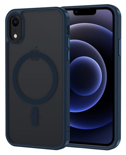 XTCASE für iPhone XR Hülle Magnetisch kompatibel mit Magsafe, Matt Transluzente Handyhülle für iPhone XR Kratzfeste PC Rückseite + TPU Bumper - Blau