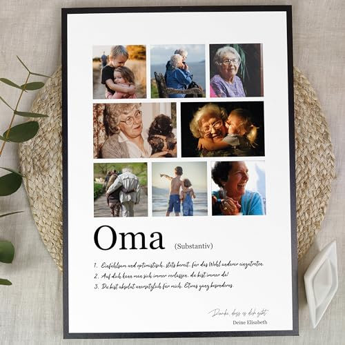 Elbeffekt Oma Geschenk Weihnachten - Personalisiertes Fotogeschenk auf Holz - Geschenk für Oma, Beste Oma, Geschenk Oma, Oma Geschenke zum Geburtstag, Beste Oma Geschenke, 8 Bilder