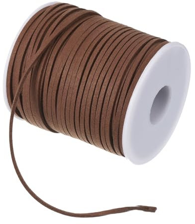 PATIKIL 0.1 x 49 Yards Suede Lace Cord, Ribbon Suede Cord Faux Leather Cord Leather Crafts Lace Floral Velvet Flower Bundle Ribbon For DIY, Gift And Bouquet Packaging, Brown