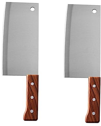 Mikinona 2stücke Teiliges Edelstahl Schlachtermesser Mit Ergonomischem Griff Rostfrei Scharfes Küchenbeil Für Fleisch Knochen Gemüse Und Obst Langlebig Und Leicht Zu Reinigen Für Restaurant