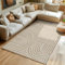 Hochflor Teppich Wohnzimmer Küchenteppich Schlafzimmer Läufer Flur Skandi Boho Teppich 3D Design Flauschig Weich, Größe: 140 x 200 cm Farbe: Beige
