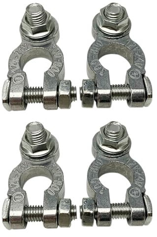 4 Pcs Battery Terminals, Battery Terminal Connectors, Car Battery Terminals, Battery Terminal, Battery Clamps, 12V/24V Universal Heavy Duty Stud Type Battery Connector Clamp for Marine Motorcycles Car
