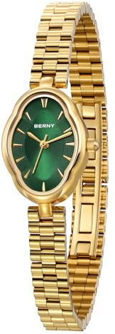 BERNY Gold Uhr Für Frauen Zierliche Damen Quarzuhr 3ATM Wasserdicht Mode Weibliche Armbanduhr Luxus Armband Uhren Idear Geschenk für Mädchen