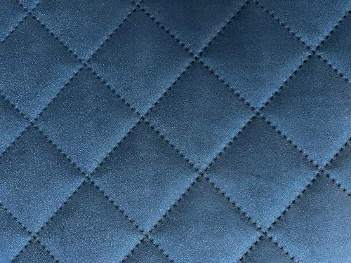 Mikrofaser gesteppt geprägt kaschiert mit Watte Meterware Polsterstoff Wildleder Optik Möbelstoff blau