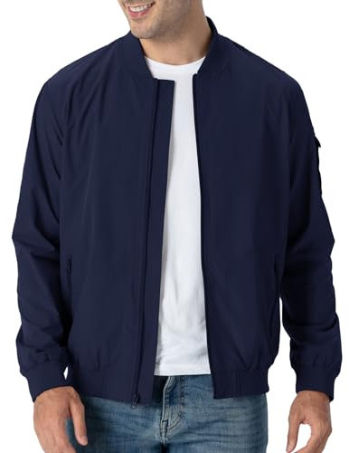 Rdruko Bomberjacke Herren Blouson jacke Übergangsjacke Leichte Fliegerjacke Herbst Male Freizeit Outdoor Jacken-Marineblau XL