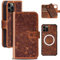 RMAWRAD Wallet case for iPhone 13 pro Max Real Leather 6.7 case,Genuine Leather 2-in-1 Magnetic Detachable Shockproof Case,Flip Folio Cover with Card Slot, Wireless Charging [RFID Blocking] Brown
