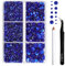 BEADSLAND pedreria hotfix,4000 PCS piedras azul strass termoadhesivas diamantes cristales para manualidades,Kit mixto de 6 tamaños con lápiz de cera y pinzas,SS6-SS30,Azul Zafiro Rhinestones