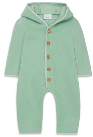 Stellou & friends Baby Walkoverall mit Holzknöpfen aus hochwertigem Wollwalk, weicher & kuscheliger Overall aus 100% Schurwolle, perfekt für den Frühling, Herbst & Winter, sage 86/92