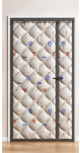 Rideau de Porte, Rideau Thermique Porte de Garage, Rideaux Occultants, Conception de Porte Latérale avec Boucle Coupe-vent pour Garder au Chaud en Hiver et Rideau De Porte en Coton Insonorisé(Gray,130