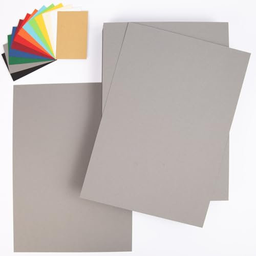 PresentFill® Tonkarton A4 Schiefer Grau | 100 Blatt | 210g/m² | Bastelkarton aus 100% Recycling Kraftkarton | Made in Germany | Farbkarton | Bastelpappe zum basteln | bemalen | zeichnen