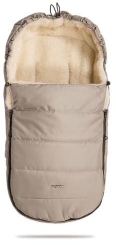 my junior® ThermoWool 2in1 Fußsack 100% Schurwolle, reflektierend, wasserabweisend (Naptime Latte)