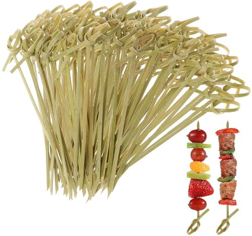 Lot de 1 000 pics à cocktail en bambou, 10,5 cm, mini bâtonnets de nourriture, brochettes à nœuds, cure-dents pour apéritifs, boissons, barbecues, collations