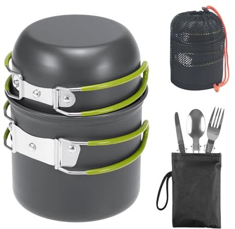Set di pentole da campeggio, da campeggio, da campeggio, per attività all'aperto, da campeggio, da campeggio, per attività all'aperto, per campeggio, cucina all'aperto, escursioni, viaggi
