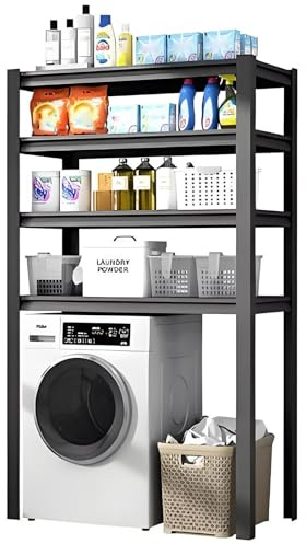 Support De Rangement Au-dessus De La Machine À Laver, Meuble De Rangement Double Pour Sèche-linge, Étagère Au Dessus De La Machine À Laver, Gain De Place, Facile À Installer(Black,100x50x183cm/39x19x7