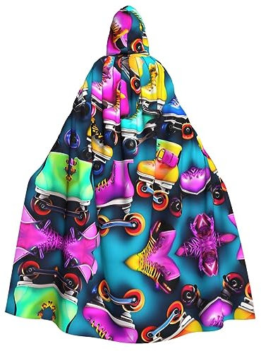 Farbenfroher Rollschuh-Druck, vielseitiger Kapuzenumhang, Uni-Kostüm, Karneval, Umhang, Geschenke, Cosplay, Themen-Events