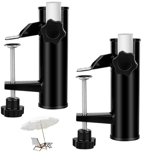 Lot de 2 supports de parasol en métal pour balustrade rectangulaire, balustrade de balcon, terrasse