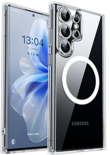CANSHN für Samsung Galaxy S22 Ultra Hülle mit Kameraschutz, Durchsichtig | Vollständiger Kameraschutz, kompatibel mit MagSafe, kristallklar, militärischer Schutz, kratzfest, schlanke Passform